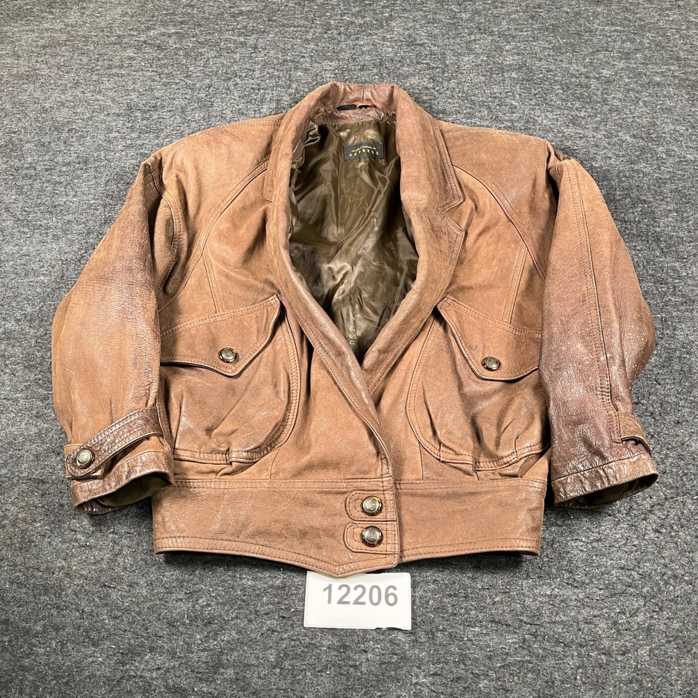 Vintage Compagnie Internationale Express Leather Bomber Jacket Women Small Brown
